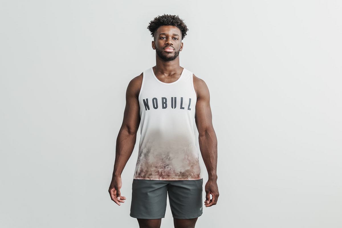 Nobull Dip-Dye Men\'s Tank Tops White | Australia (MG3970)